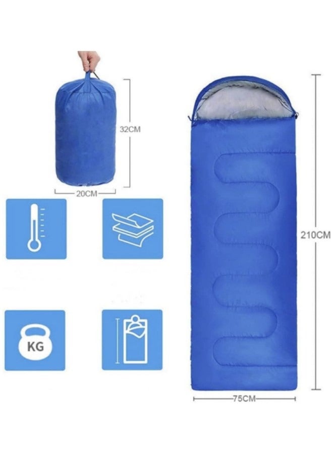 Sleeping Bags Camping with Compression Sack, Ultralight Backpacking Sleeping Bags with Zipper, Suitable for Warm & Cold Weather for Hiking, Traveling, Outdoor Adventure Blue