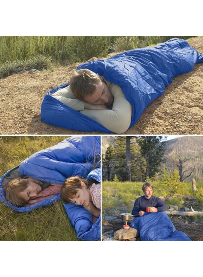 Sleeping Bags Camping with Compression Sack, Ultralight Backpacking Sleeping Bags with Zipper, Suitable for Warm & Cold Weather for Hiking, Traveling, Outdoor Adventure Blue