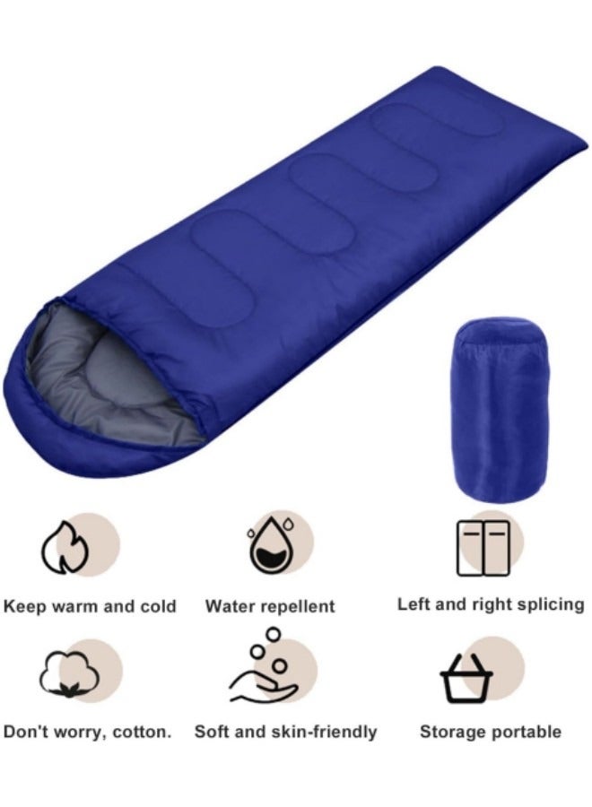 Sleeping Bags Camping with Compression Sack, Ultralight Backpacking Sleeping Bags with Zipper, Suitable for Warm & Cold Weather for Hiking, Traveling, Outdoor Adventure Blue