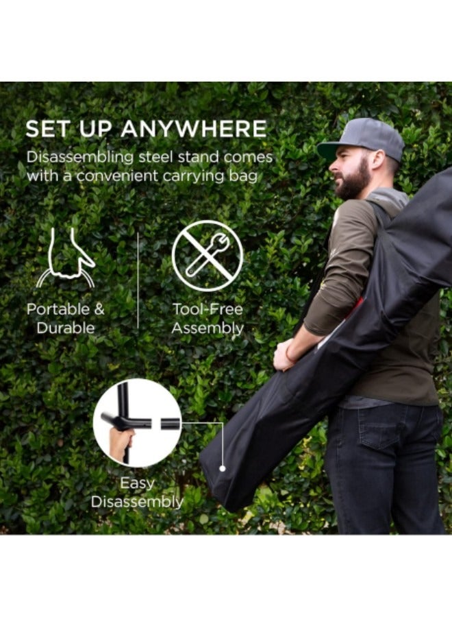 Single Double Hammock with Stand, Portable Camping Hammock Space-saving Steel Stand, Adjustable Base Height Canvas Hammock Set, 450lb Capacity with Carry Bag