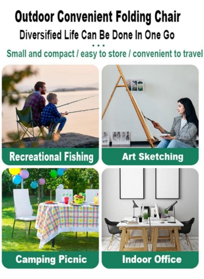 Portable Folding Camping Chair with Carrying Bag Ultralight Foldable Camping Beach Chairs Folding Lawn Chairs Green