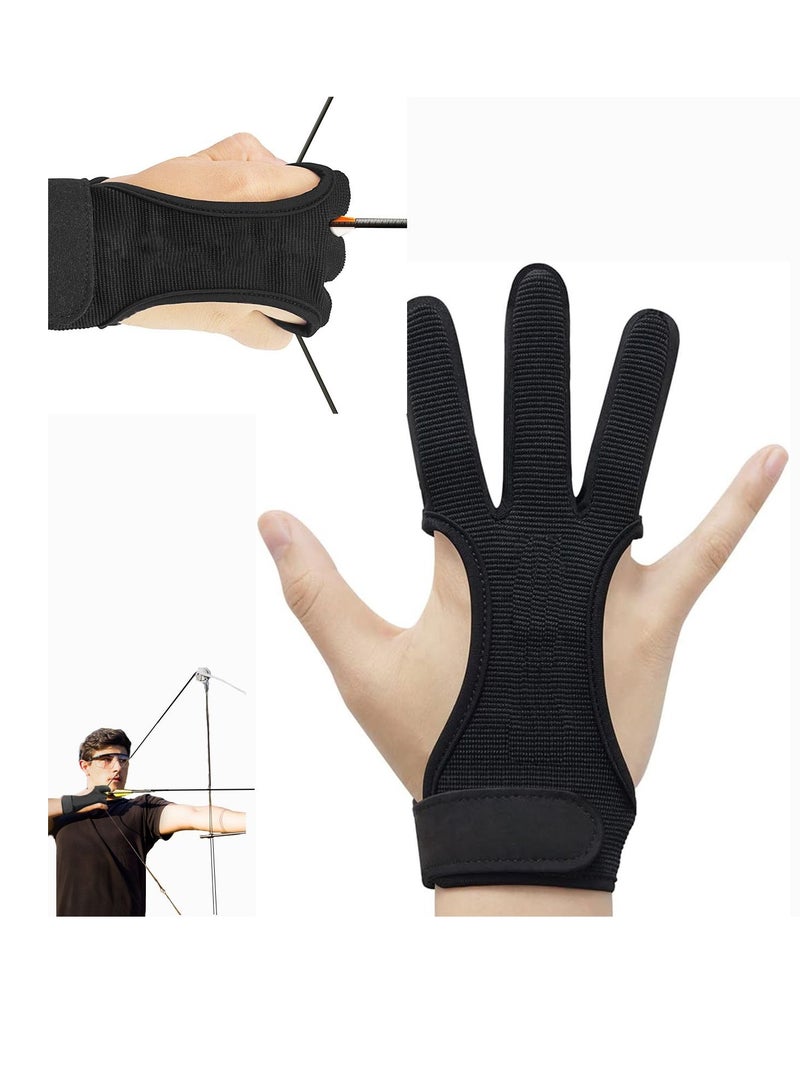 Archery Gloves Shooting Hunting Leather Three Finger Design Protected  Beginner Gloves for Recurve & Compound Bow, Non-Slip Padded Tips for Grip Stability, Archery Accessories for Men, Women & Youth