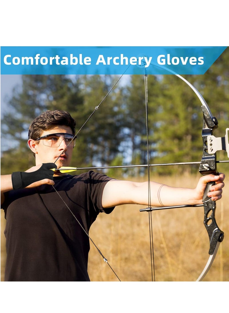 Archery Gloves Shooting Hunting Leather Three Finger Design Protected  Beginner Gloves for Recurve & Compound Bow, Non-Slip Padded Tips for Grip Stability, Archery Accessories for Men, Women & Youth