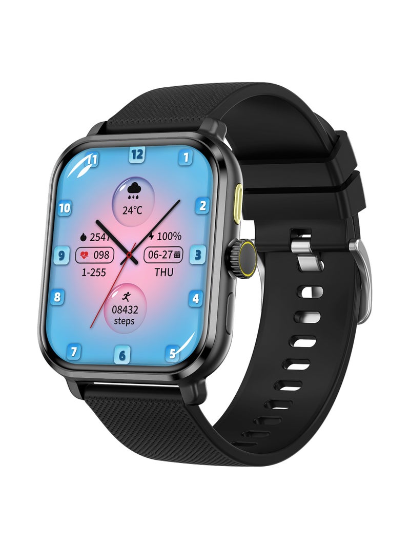 IP68 Waterproof 2024 M12 Health Monitoring GPS Smart Watch Multi-Locomotion Mode Multilingual Pedometer Smart Watch- Black