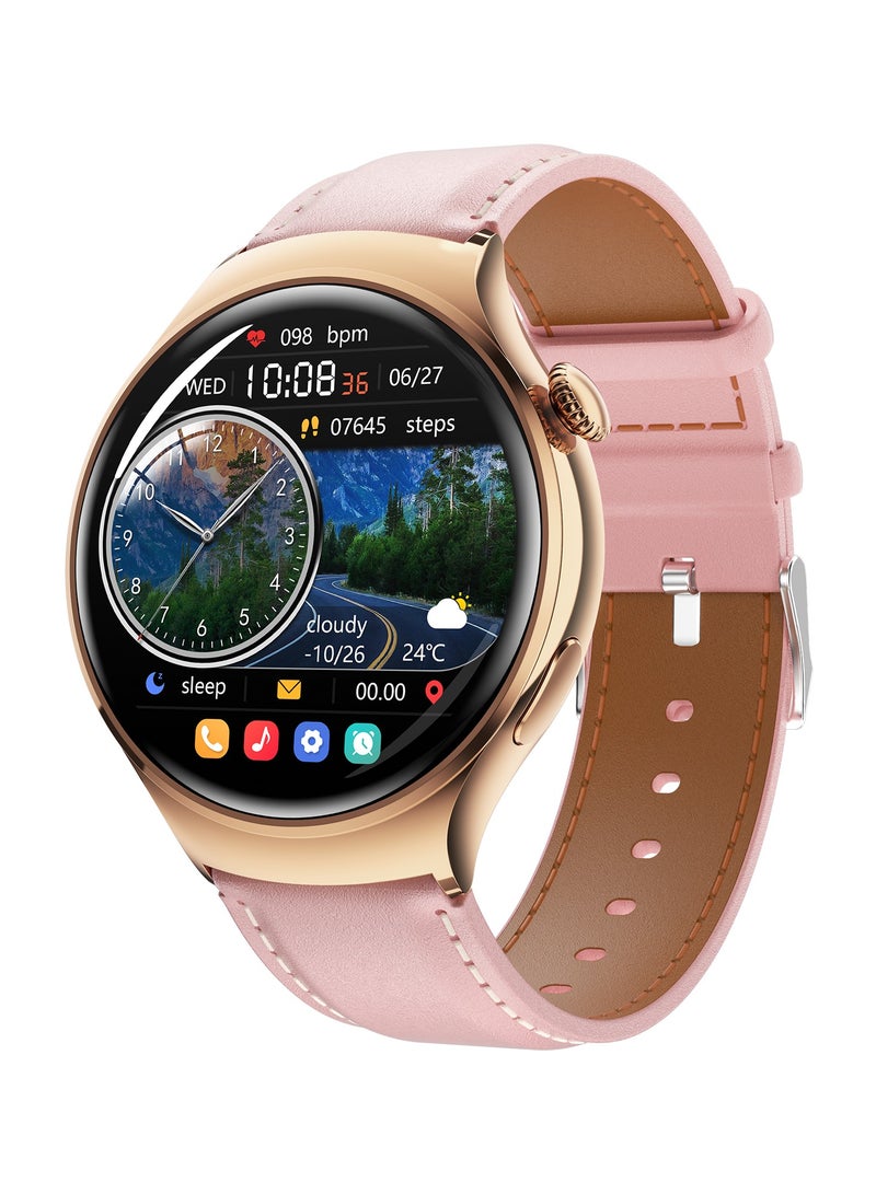 High Quality M11 Smart Watch 1.27 Inch HD Screen 100+ Sports Modes All Day Heart Rate Monitoring Smartwatch For Women- Pink and Brown