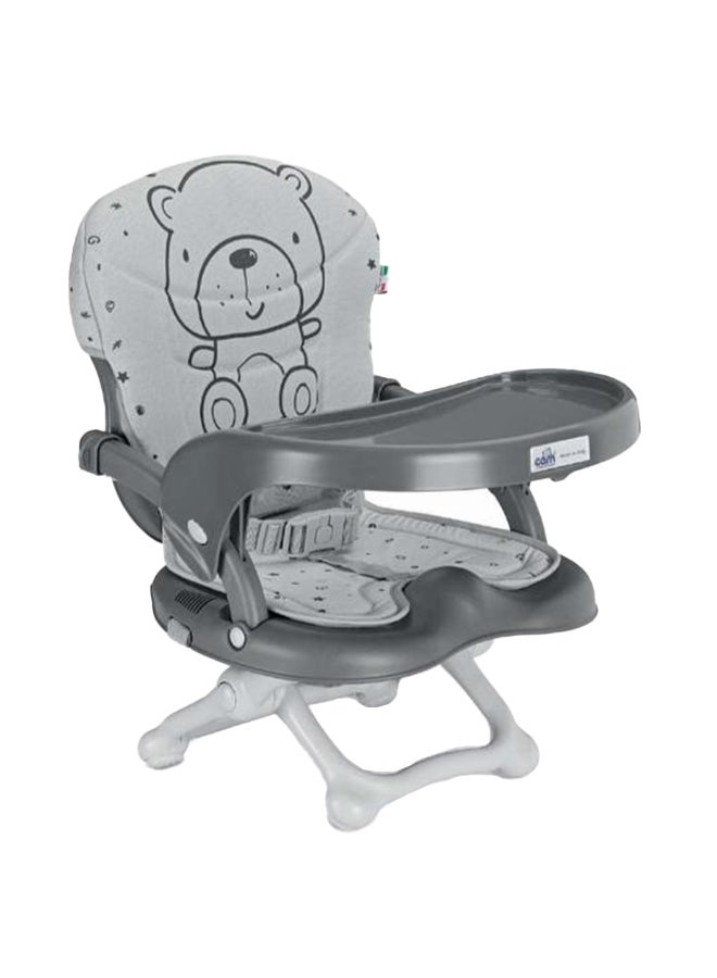 Cam - Smarty Booster Baby Feeding Chair, Snack Seat, Smart Pop, Portable, Booster Seat With Tray Eating, Dinning Lightweight, Compact Fold, Travel, Camping - Gray