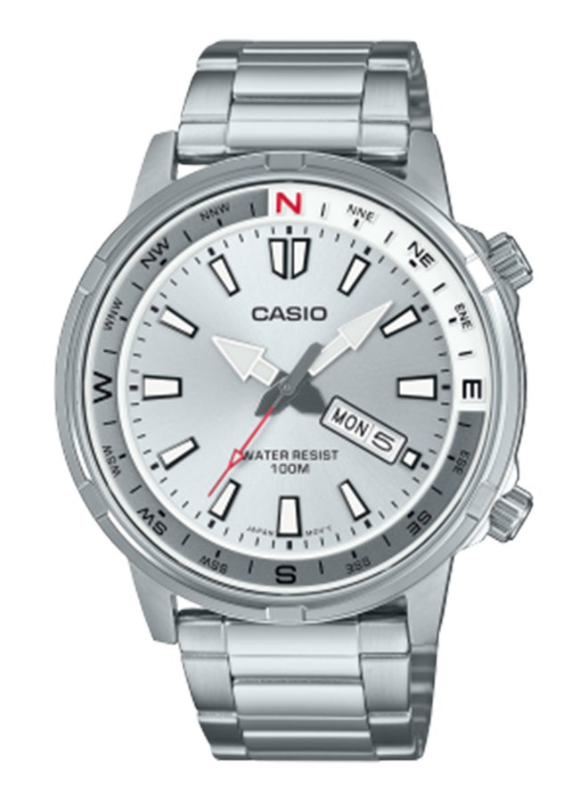 Men's Analog Round Shape Stainless Steel Wrist Watch MTD-130D-7AVDF - 44 Mm