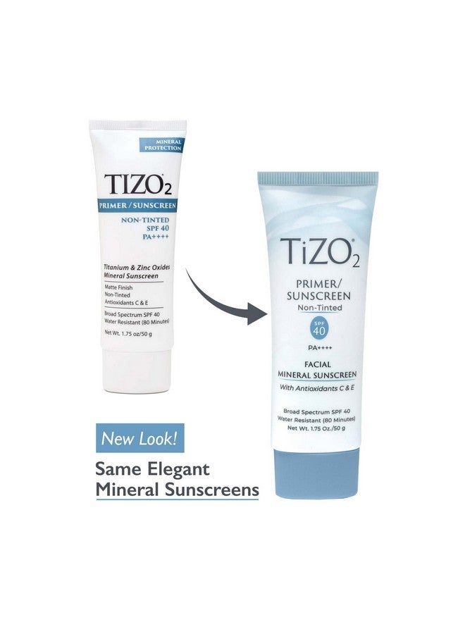 2 Facial Mineral Sunscreen And Primer Nontinted Broad Spectrum Spf 40 With Antioxidants Sheer Matte Finish Fragrancefree Oilfree Dermatologistrecommended Pa++++ 1.75 Oz