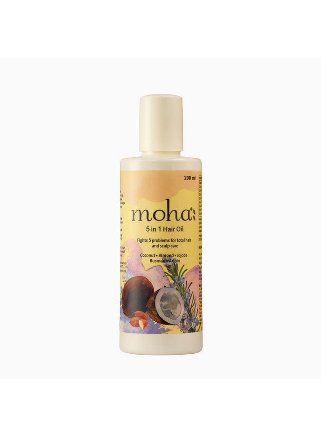 5 In 1 Hair Oil Hair Growth Hair Fall Reduction 100% Ayurvedic Oil With Coconut Almond Jojoba Rusmari Argan Oil Clinically Proven 200Ml