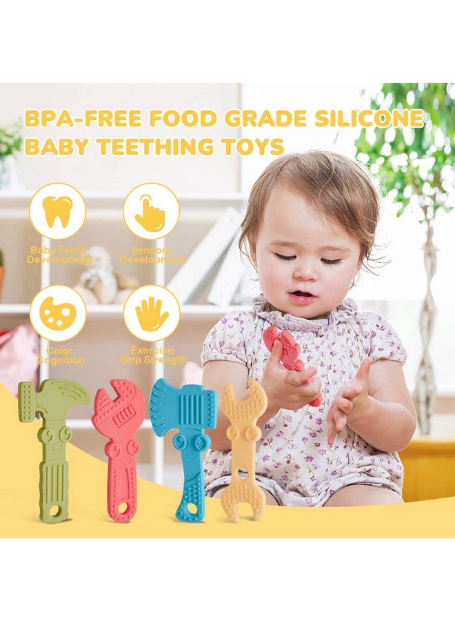 Baby Teething Toys For Babies 06 Months 612 Months Bpa Free Silicone Baby Molar Teether Chew Toys Hammer Wrench Spanner Pliers For Boys Girls Softtextured Easy To Hold & Clean 4 Packs