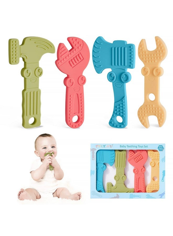 Baby Teething Toys For Babies 06 Months 612 Months Bpa Free Silicone Baby Molar Teether Chew Toys Hammer Wrench Spanner Pliers For Boys Girls Softtextured Easy To Hold & Clean 4 Packs