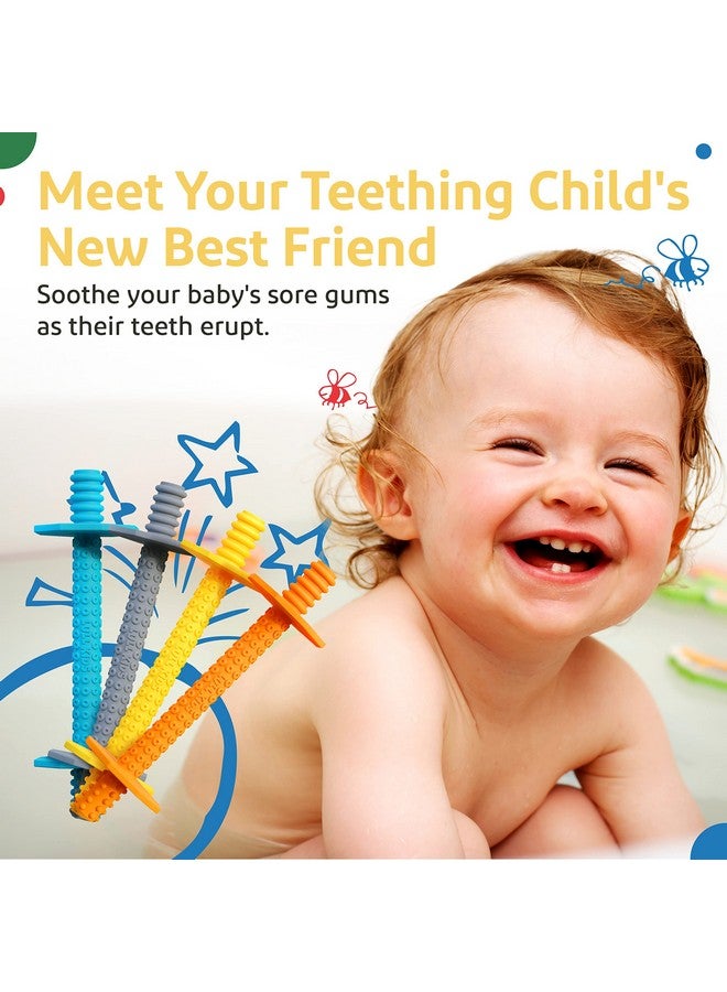Hollow Teething Tubes Baby Teething Toys For Babies 06 Months Teething Toys For Babies 612 Months Baby Teether Teething Straws Teething Sticks (Blueorange)
