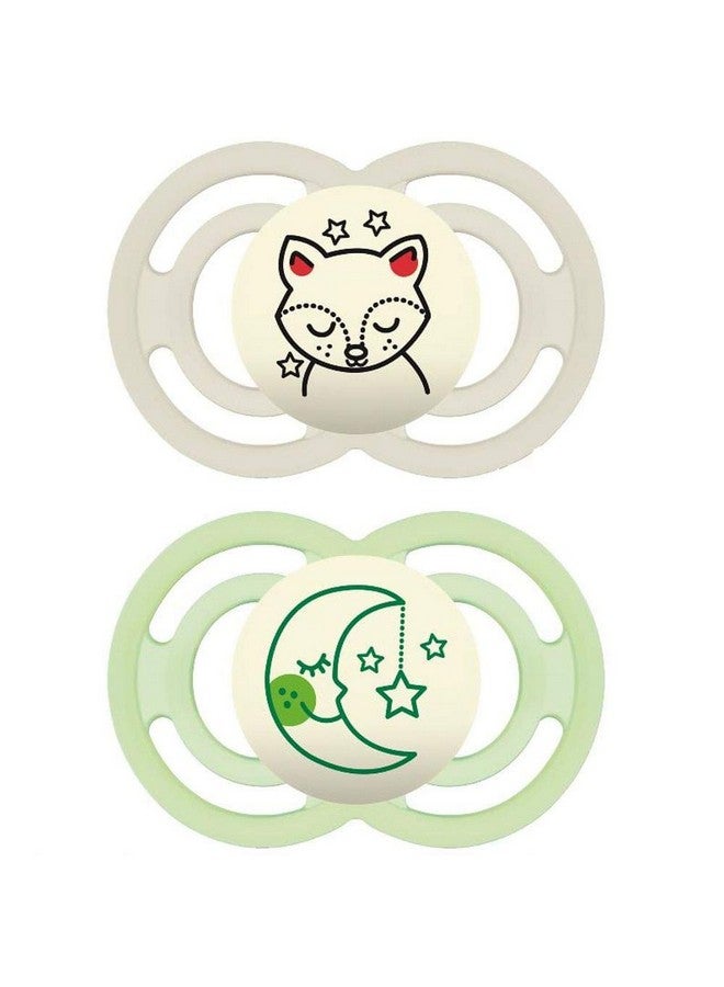 Perfect Night Baby Pacifier Patented Nipple Glows In The Dark 2 Pack 6+ Months Unisex