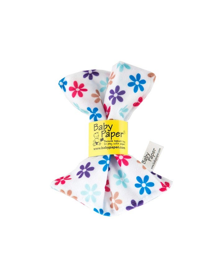 Original Crinkle Teether & Sensory Toy For Babies & Infants ; Flower Print ; Nontoxic Washable ; Great For Baby Showers