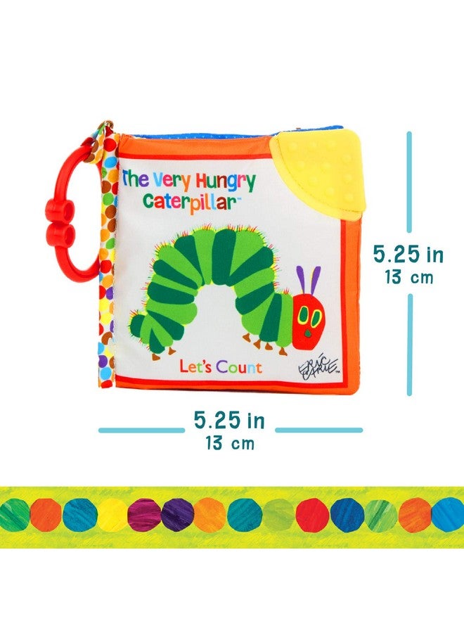 Let'S Count Soft Book World Of Eric Carle The Very Hungry Caterpillar Baby On The Go Clip Teething Crinkle Soft Sensory Book For Babies 5.25X5.25 Inch