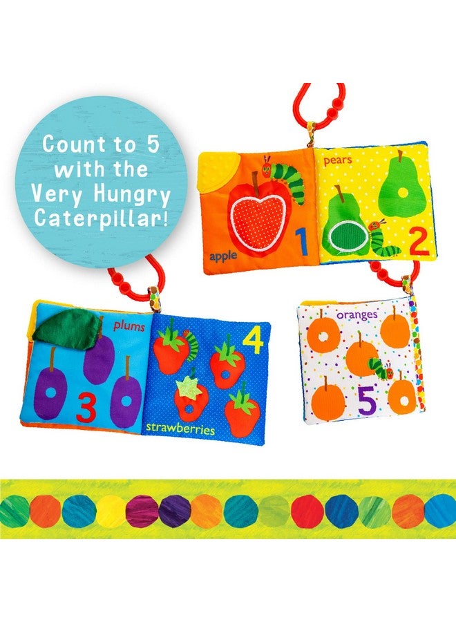 Let'S Count Soft Book World Of Eric Carle The Very Hungry Caterpillar Baby On The Go Clip Teething Crinkle Soft Sensory Book For Babies 5.25X5.25 Inch