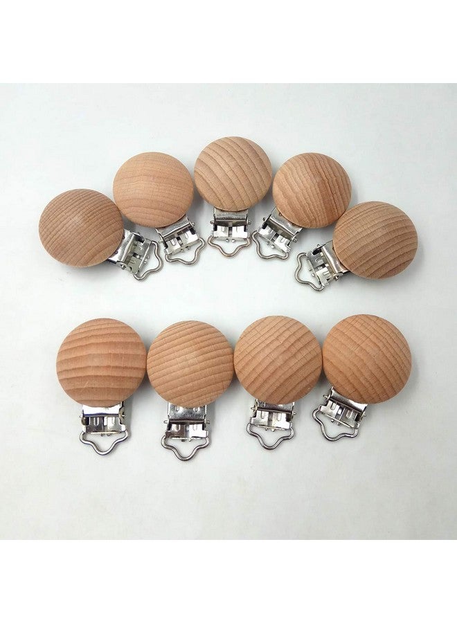 10Pcs Natural Beech Wood Pacifier Clips Teething Grasping Toy Suspender Clips Charm Antique Diy Wood Teether Toys (3.0Cm 10Pcs)