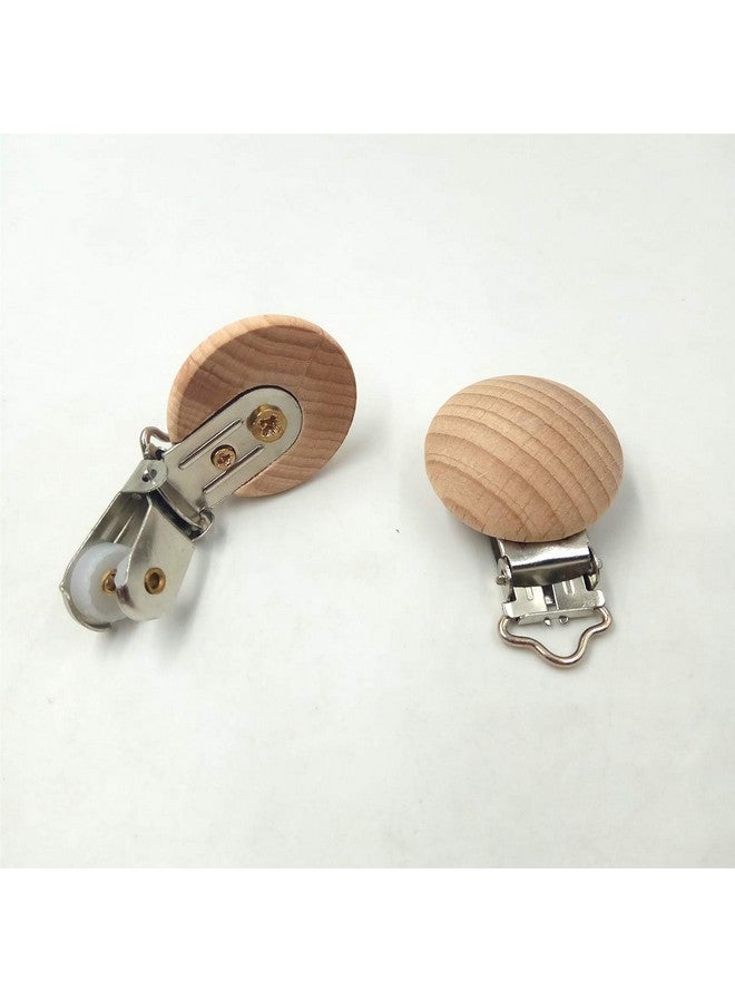 10Pcs Natural Beech Wood Pacifier Clips Teething Grasping Toy Suspender Clips Charm Antique Diy Wood Teether Toys (3.0Cm 10Pcs)