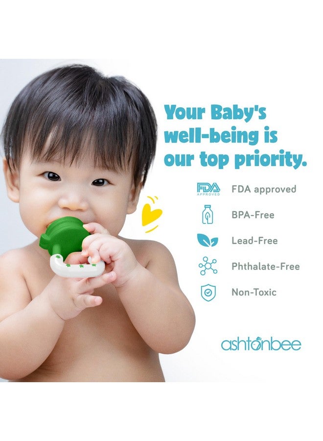 2In1 Fruit Feeder And Teething Toy Ultrasoft Silicone Teether For Baby Feeding And Teething Relief Includes 1 Pink And 1 Green Pacifiers For Babies