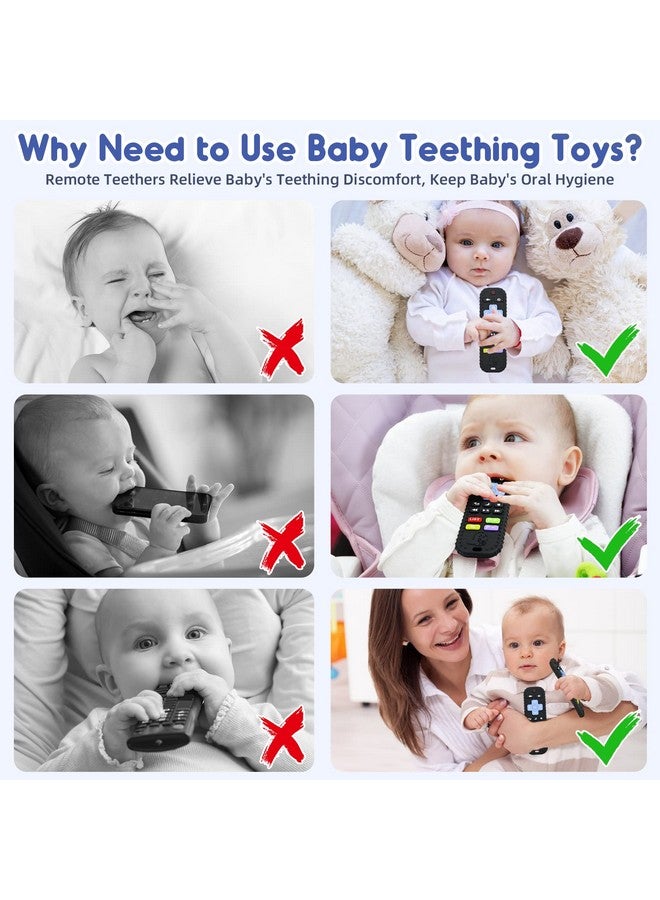 Teething Relief Teethers Toys For Babies 36 12 Months Gifts Silicone Remote Control Baby Teether Bath Toys For 3 6 9 Months Newborn Infant Boy Girl Autism Food Grade Silicone Sensory Toys Black