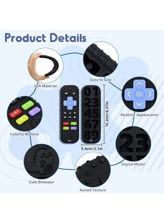 Teething Relief Teethers Toys For Babies 36 12 Months Gifts Silicone Remote Control Baby Teether Bath Toys For 3 6 9 Months Newborn Infant Boy Girl Autism Food Grade Silicone Sensory Toys Black