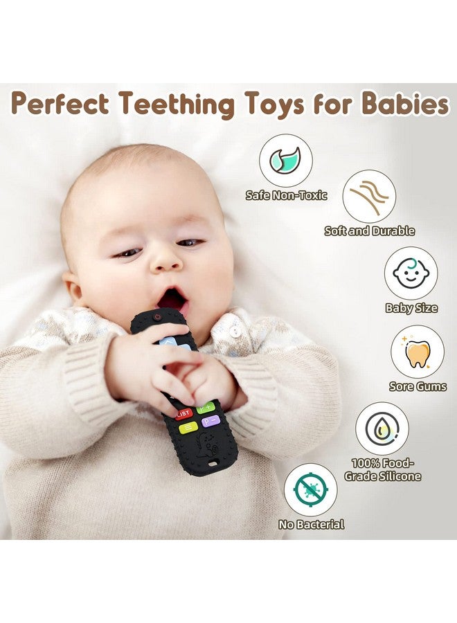 Teething Relief Teethers Toys For Babies 36 12 Months Gifts Silicone Remote Control Baby Teether Bath Toys For 3 6 9 Months Newborn Infant Boy Girl Autism Food Grade Silicone Sensory Toys Black