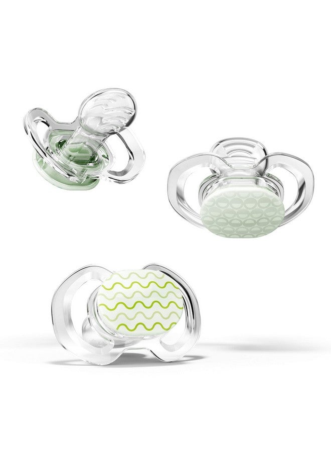 Baby Pacifier With Orthodontic Design For Healthy Dental Development Stage 3 For Babies 9+ Months Pack Of 3X 100% Silicone Pacifiers Bpa Free Glowinthedark