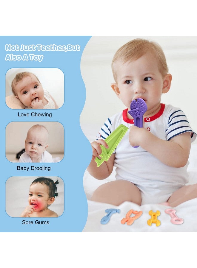 8 Pack Chew Baby Teething Toys For 012 Months Freezable Bpa Free Silicone Baby Molar Teether Chew Toys Hammer Wrench Spanner Pliers Hand Saw Shape Baby Girl'S Boy Car Seat Toy