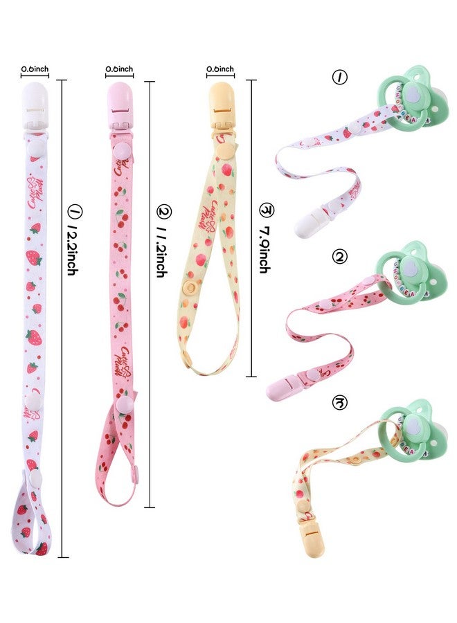 Adult Size Pacifier Clips 3 Packstrawberries Cherries And Peaches