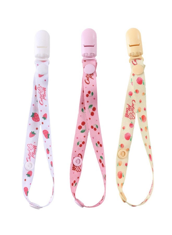 Adult Size Pacifier Clips 3 Packstrawberries Cherries And Peaches