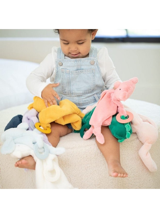 Teether Buddy Soft Plush Baby Lovey With Textured Baby Teether Toy And Gentle Rattling Head Comforts And Brings Teething Relief Colorful Animalthemed Baby Teething Toys (Hippo)