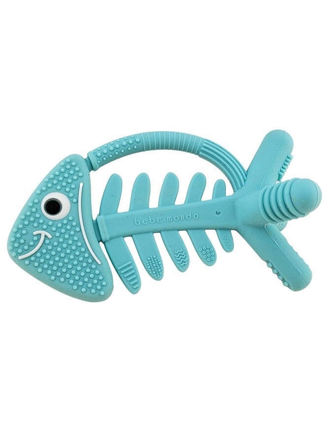 3D Fish Teething Toys For Babies 06 Months Baby Teether Ring 100% Silicone Infant Newborn Toys For Teething Relief Brain Development For Babiestoddlers Usa Patent Pending(1Turquoise/Light Blue)