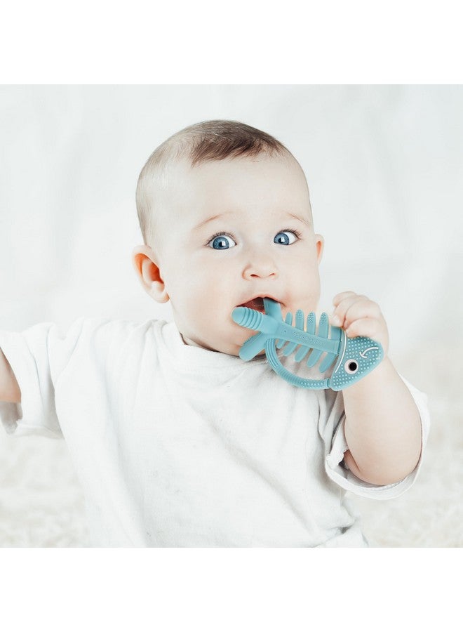 3D Fish Teething Toys For Babies 06 Months Baby Teether Ring 100% Silicone Infant Newborn Toys For Teething Relief Brain Development For Babiestoddlers Usa Patent Pending(1Turquoise/Light Blue)