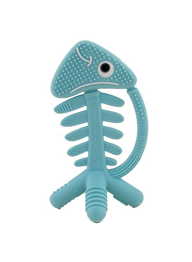 3D Fish Teething Toys For Babies 06 Months Baby Teether Ring 100% Silicone Infant Newborn Toys For Teething Relief Brain Development For Babiestoddlers Usa Patent Pending(1Turquoise/Light Blue)