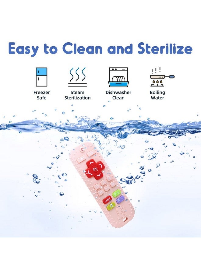Teething Relief Teethers Toys For Babies 36 12 Months Gifts Silicone Remote Control Baby Teether Toys For 3 6 9 Months Newborn Infant Boy Girl Autism Food Grade Silicone Sensory Toys Pink