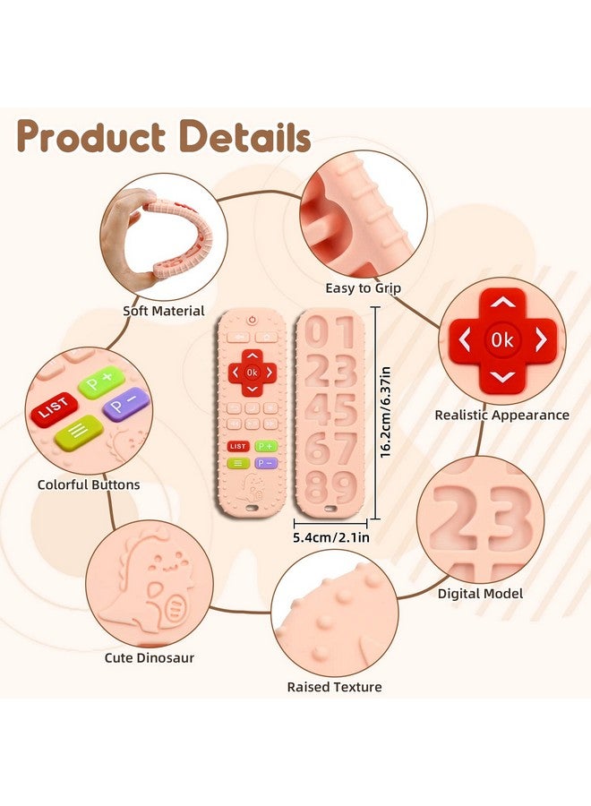 Teething Relief Teethers Toys For Babies 36 12 Months Gifts Silicone Remote Control Baby Teether Toys For 3 6 9 Months Newborn Infant Boy Girl Autism Food Grade Silicone Sensory Toys Pink