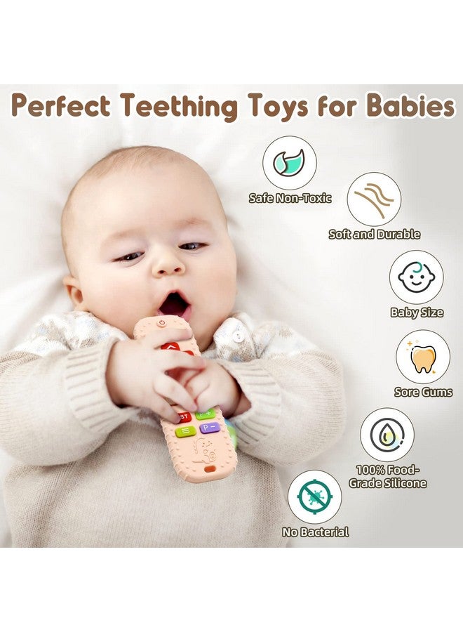 Teething Relief Teethers Toys For Babies 36 12 Months Gifts Silicone Remote Control Baby Teether Toys For 3 6 9 Months Newborn Infant Boy Girl Autism Food Grade Silicone Sensory Toys Pink