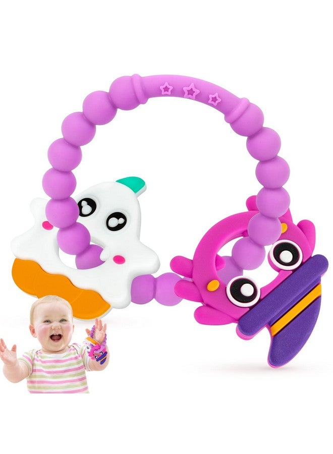 Halloween Baby Teething Toy 312 Months Halloween Teething Ring Toy White Ghost & Pumpkin Baby Teething Toy Cute Halloween Ring Theether Soft Silicone Baby Teething Toy Lovely Gifts Baby Teething Toy