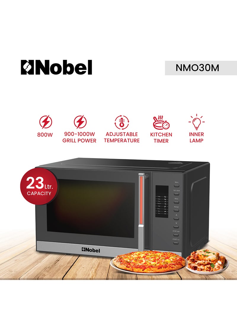 23 Liters Microwave Oven Button Control, 60mins Setting Time, 5 Power Levels, Cooking End Signal, Defrost Setting with 1 Year Warranty 23 L 1000 W NMO30D Black