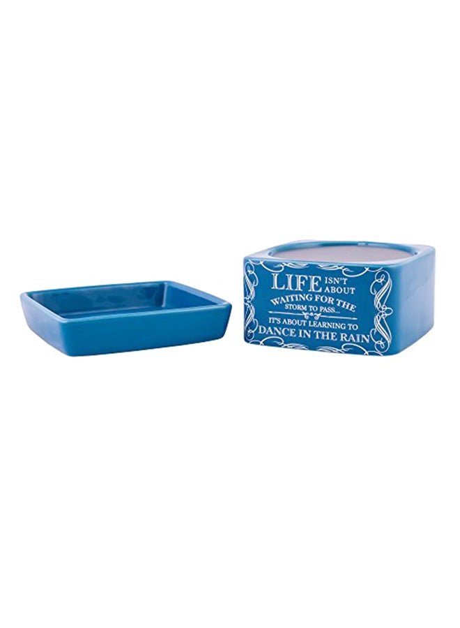 Life Learning Dance in Rain Blue Stoneware Electric 2-in-1 Jar Candle and Wax Tart Oil Warmer Multicolour 3.75X5X5 inch