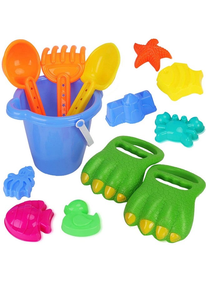 13 Pcs Beach Sand Toys Bucket Set Dinosaur Hand Digger Scoop Claw Play Kit With Shovel Tools Sand Rake Animal And Castle Mold For Kids Sandbox Toys