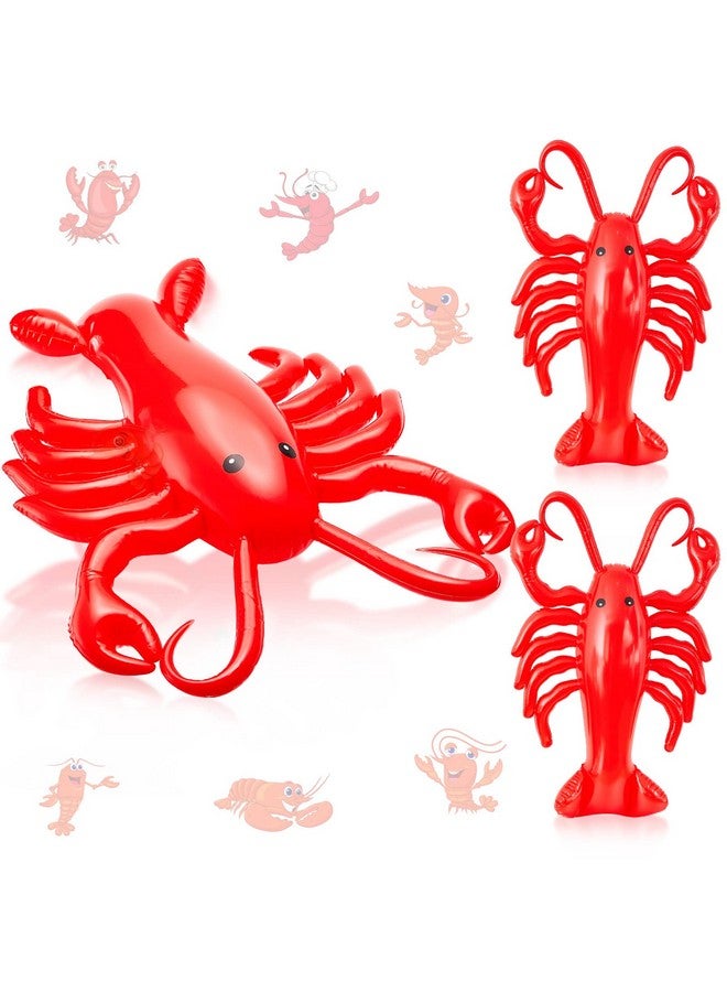 3 Pcs Inflatable Lobsters 20 Inches Blow Up Crawfish Party Decorations For Kids Animal Birthday Beach Theme Pool Float Party Favors Decor Red
