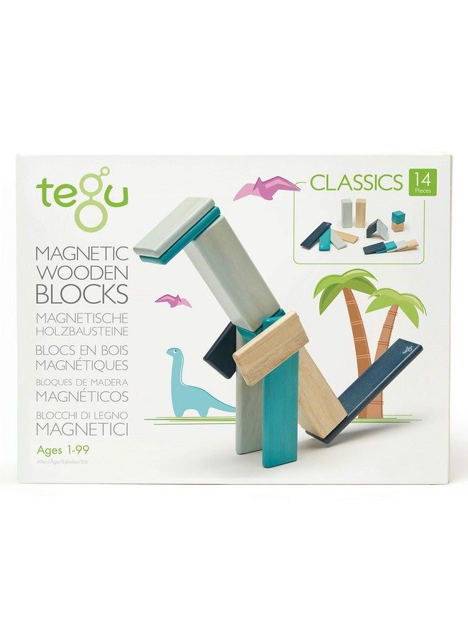14 Piece Tegu Magnetic Wooden Block Set Blues