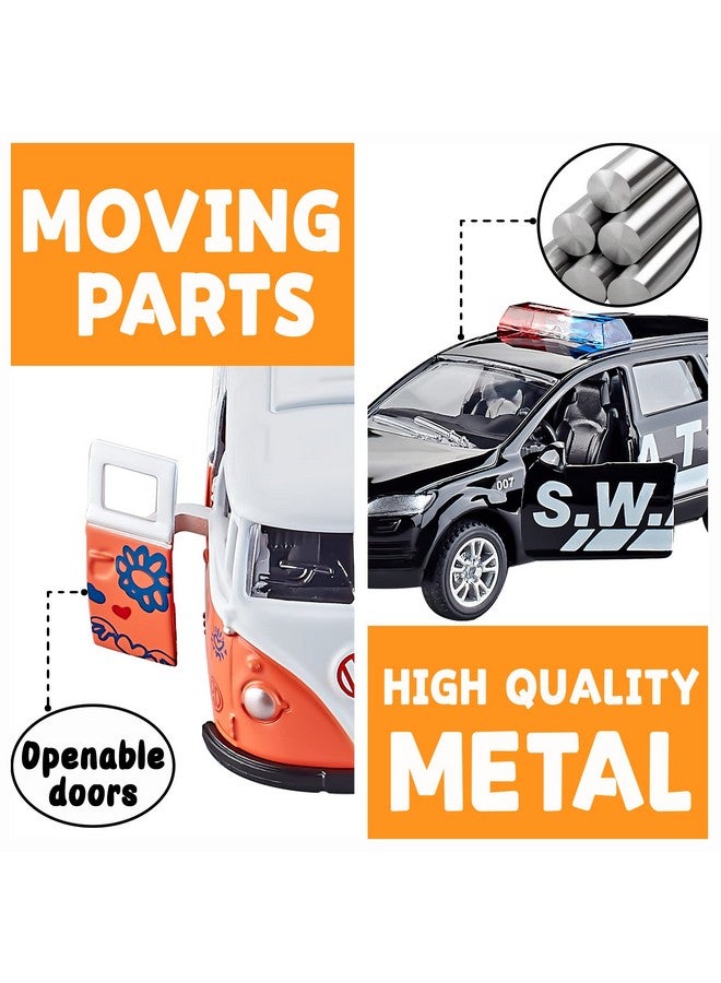 Diecast Metal Toy Cars Set Of 5 Openable Doors Pull Back Car Gift Pack For Kids (Official Car)