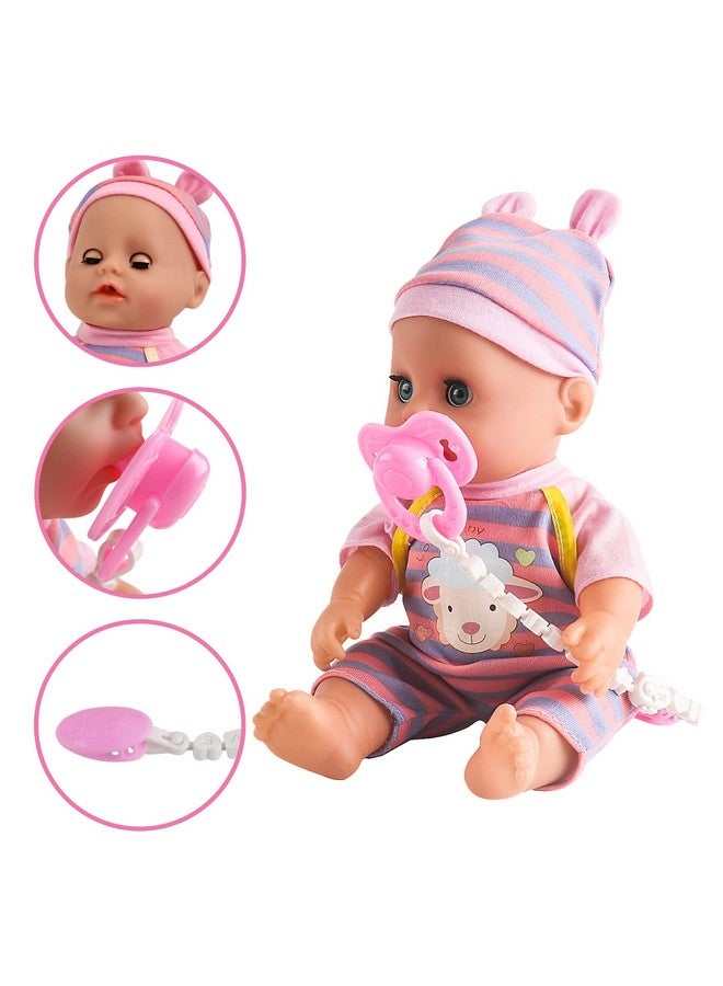 12” Baby Doll Play Set With Crib Mobile High Chair Feeding Accessories Interactive Dolls For Girls Kids Pretend Play Baby Dolls 21 Pcs