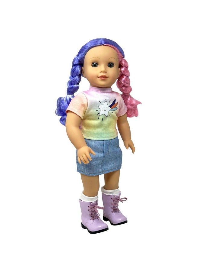 18 Inch Dolls With Soft Hair And Accessories Soft Body 18 Inch Doll With Sleeping Eyes Poseable Vinyl Arms & Legs Dress Outfit Cute 18