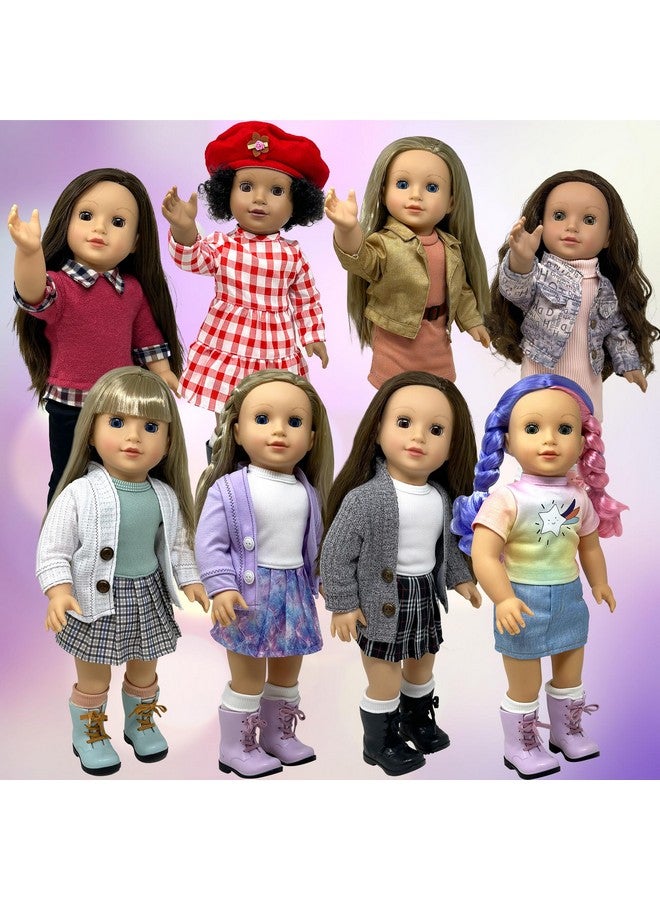 18 Inch Dolls With Soft Hair And Accessories Soft Body 18 Inch Doll With Sleeping Eyes Poseable Vinyl Arms & Legs Dress Outfit Cute 18