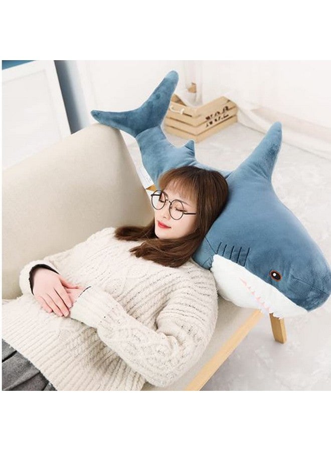 30 Inch Giant Shark Stuffed Animal Pillow Soft Shark Toys Big Shark Plush Pillows For Kidscomfortable Sleeping Pillow Back Cushion Doll Gift For Kids(Blue)