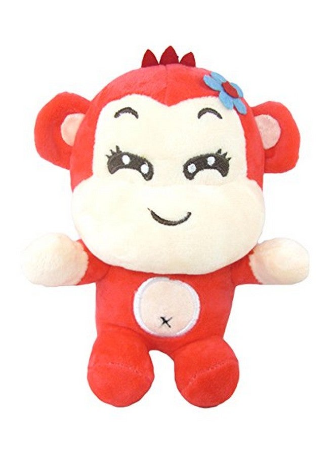 Red Smarty Monkey Stuffed Soft Plush Animal Toy For Kids 16 Cm