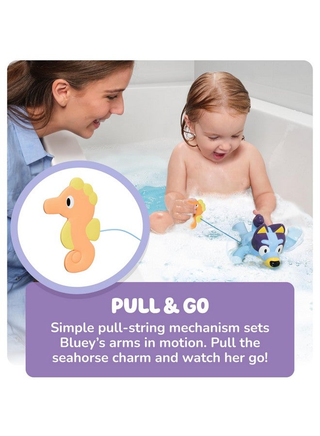 Omies Swimming Bluey Bath Toy With Seahorse Bluey Toys For Toddlers Toddler Bath Toys For Tub Or Pool That Swims On Back Or Front Ages 18 Months And Up